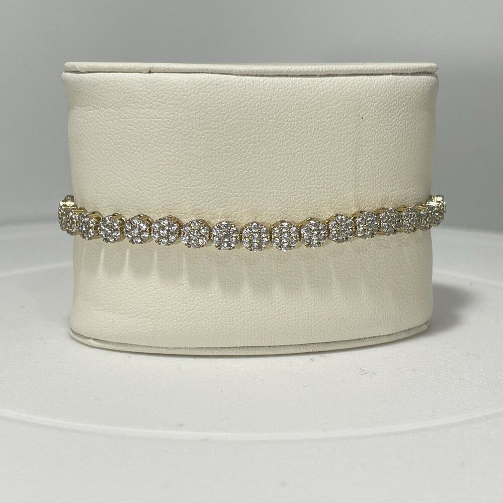 Gold Tone Adjustable Slider Bracelet Clear Rhinestone Cluster 9 Inch